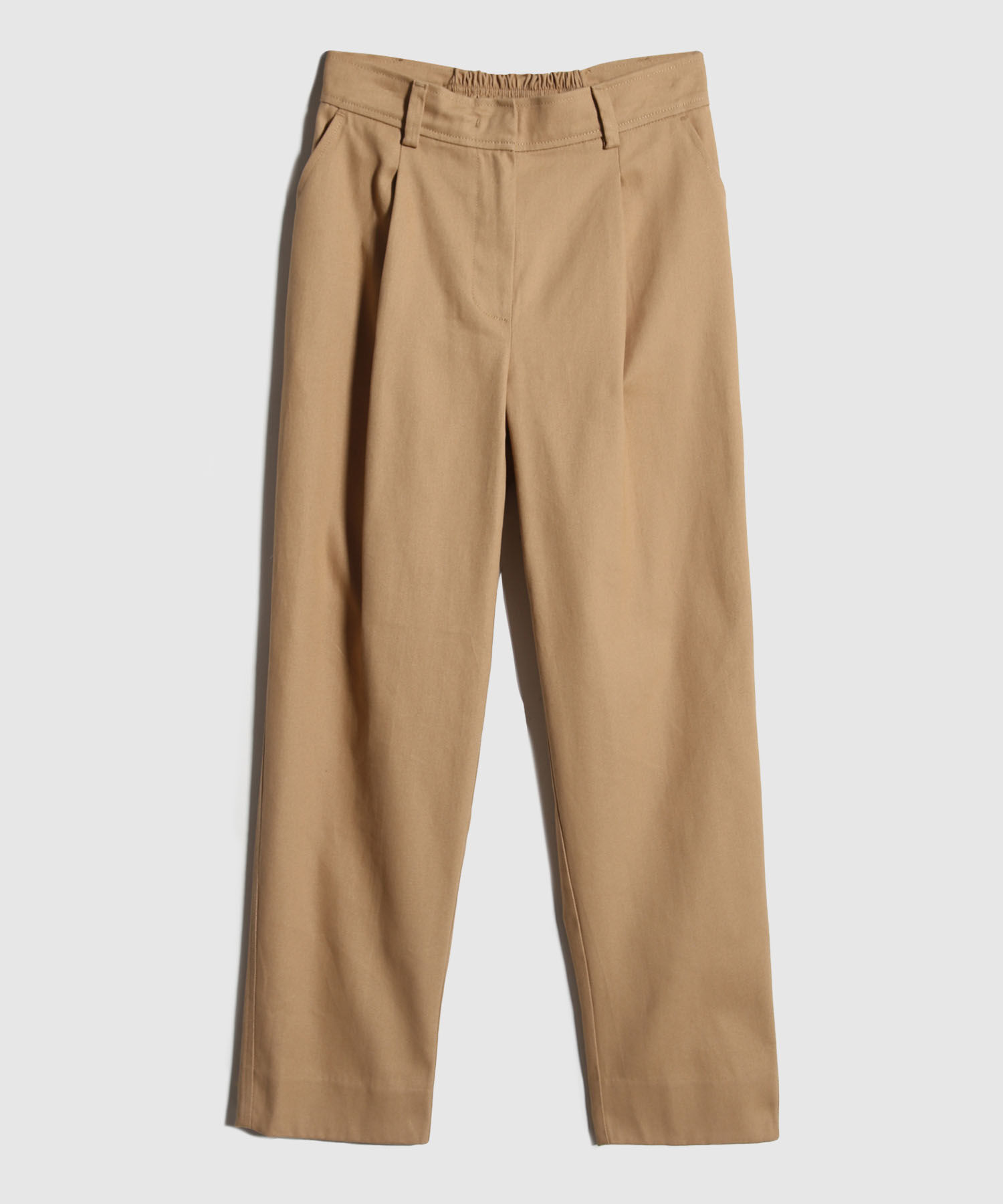 Pantalon Unicolor Recto, Tiro Alto Con Resorte En Posterior