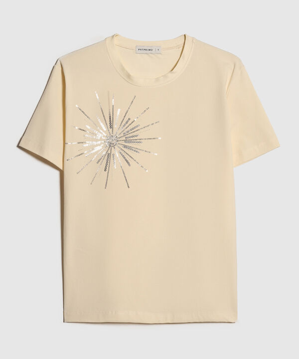 Camiseta con Bordado en Lentejuelas