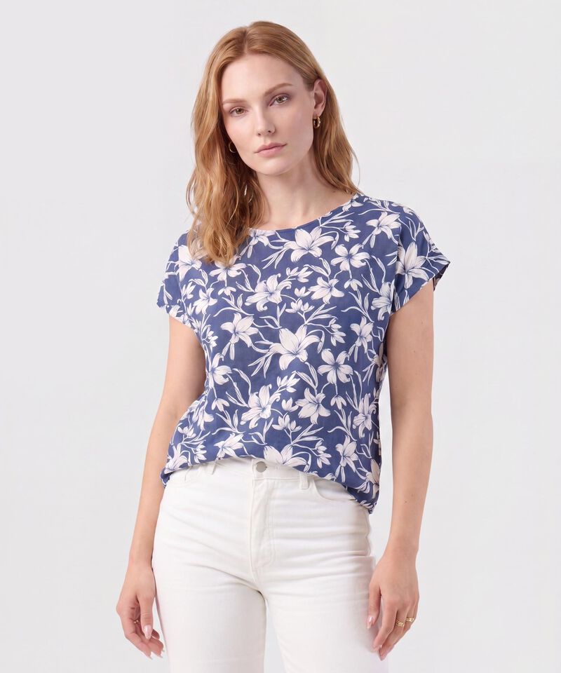 Blusa Estampada Cuello Redondo 