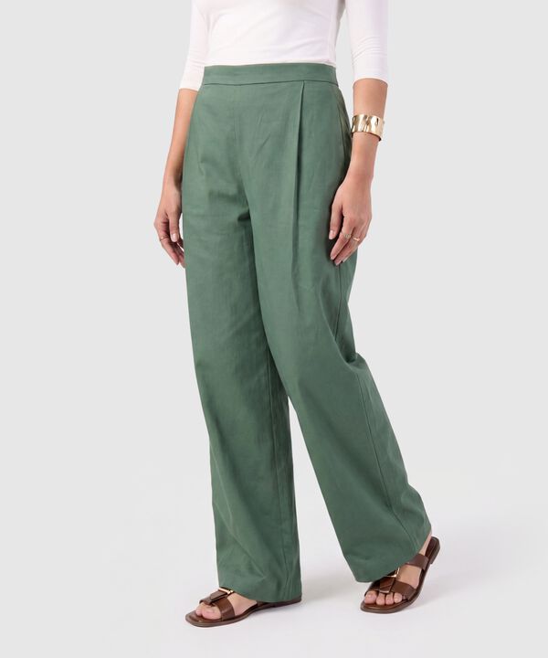 Pantal&oacute;n Amplio Mujer con Pliegues Frontales image number null