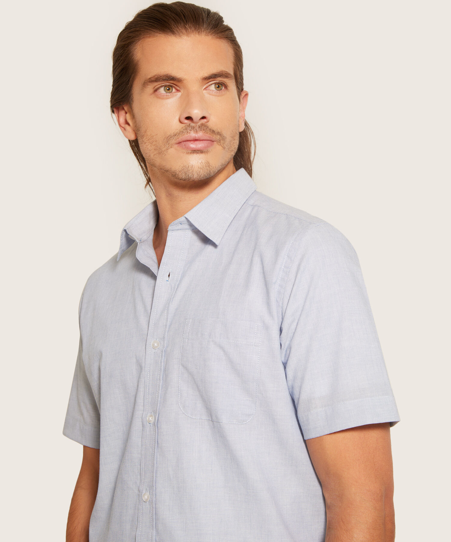 Camisa Manga Corta Y Con Bolsillo, Tela Con Textura