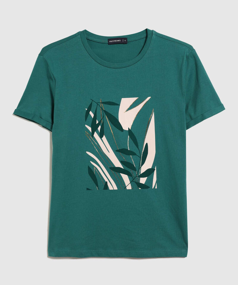 Camiseta Cuello Redondo, Manga Corta Con Screen, Fiesta En El Jardin Linea Moda