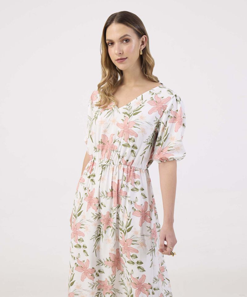 Vestido Midi de Silueta Fluida y Escote en V