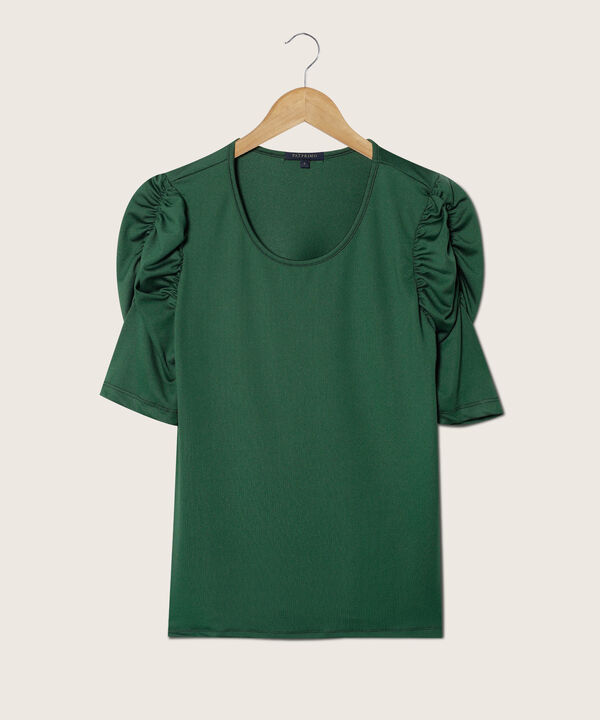 Camiseta Manga Corta Unicolor Con Ruche