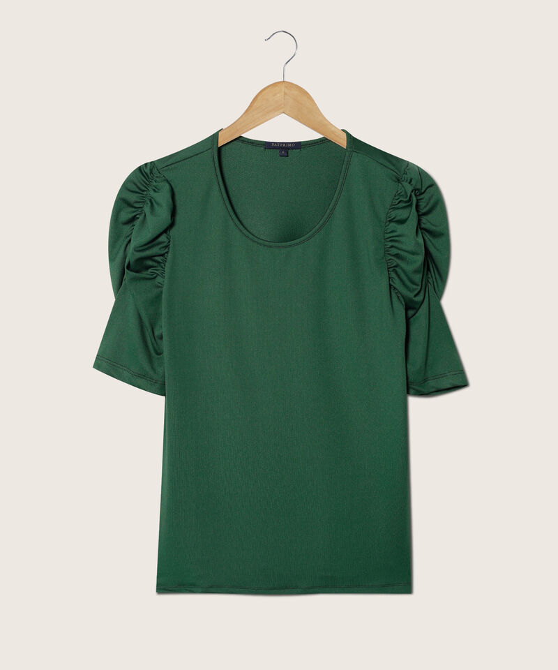 Camiseta Manga Corta Unicolor Con Ruche