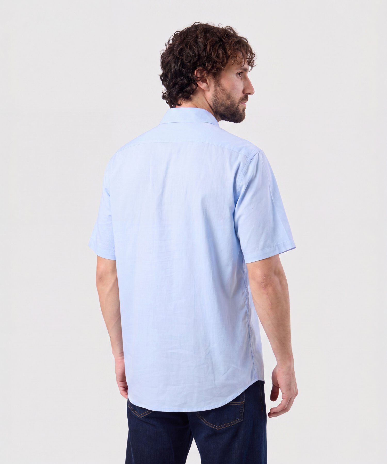 Camisa Manga Corta Unicolor Para Hombre