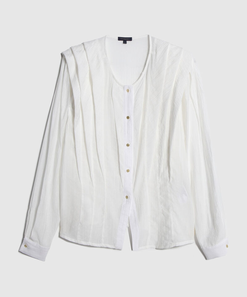 Blusa Unicolor Con Hombreras Y Alforzas En Hombros