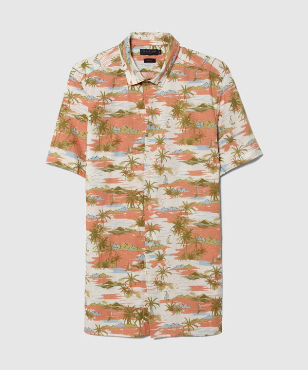 Camisa con Estampado Tropical de Hojas
