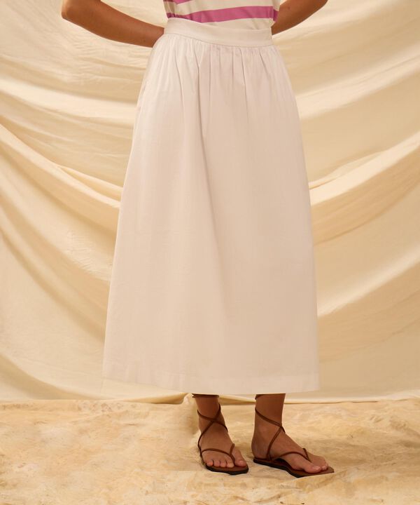 Falda Midi Amplia Con Bolsillos image number null