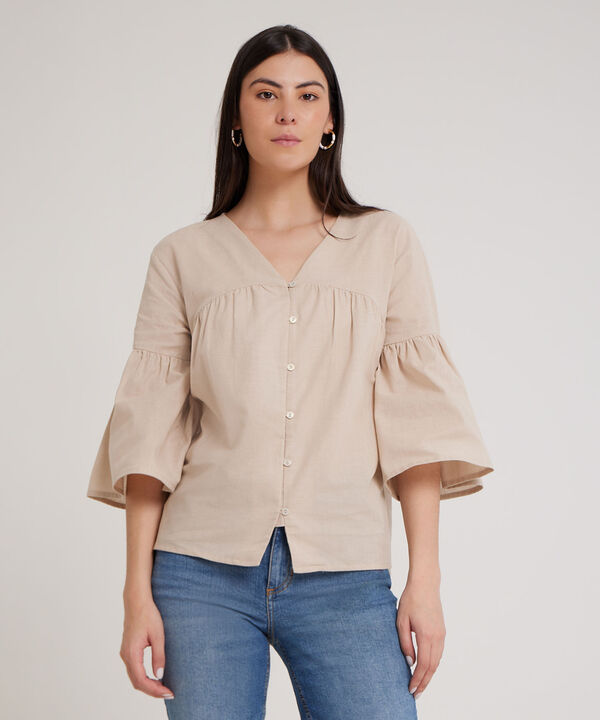 Blusa Manga Corta Con Arandela En Manga