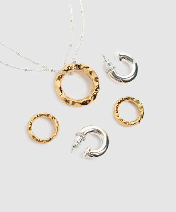 Set De Collar Y Aretes Circulares Para Mujer