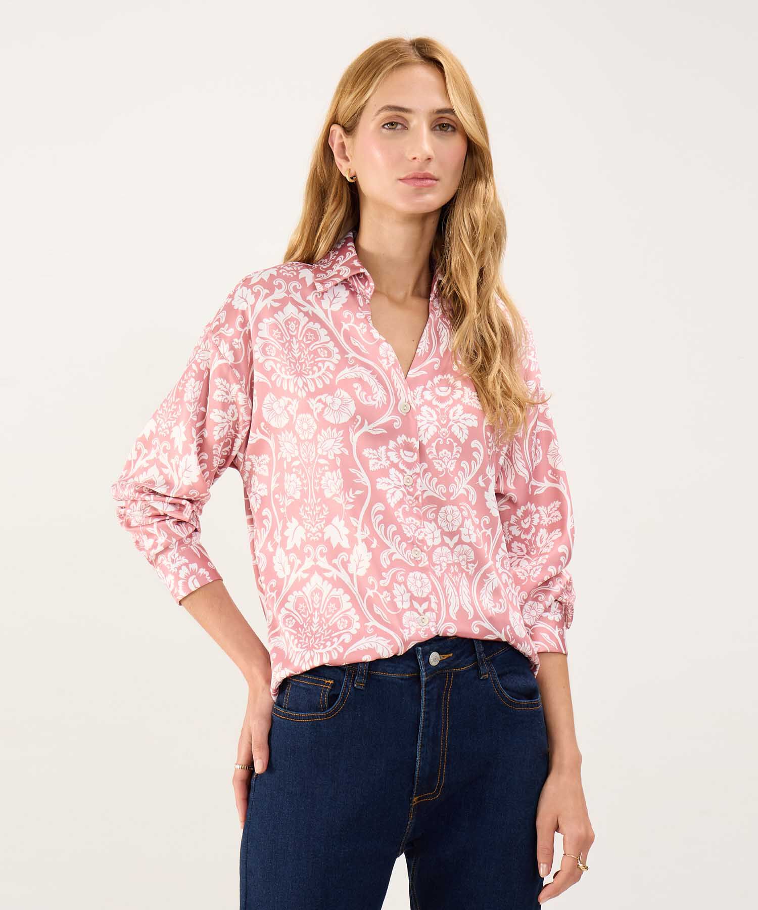 Camisa Satinada Estampada