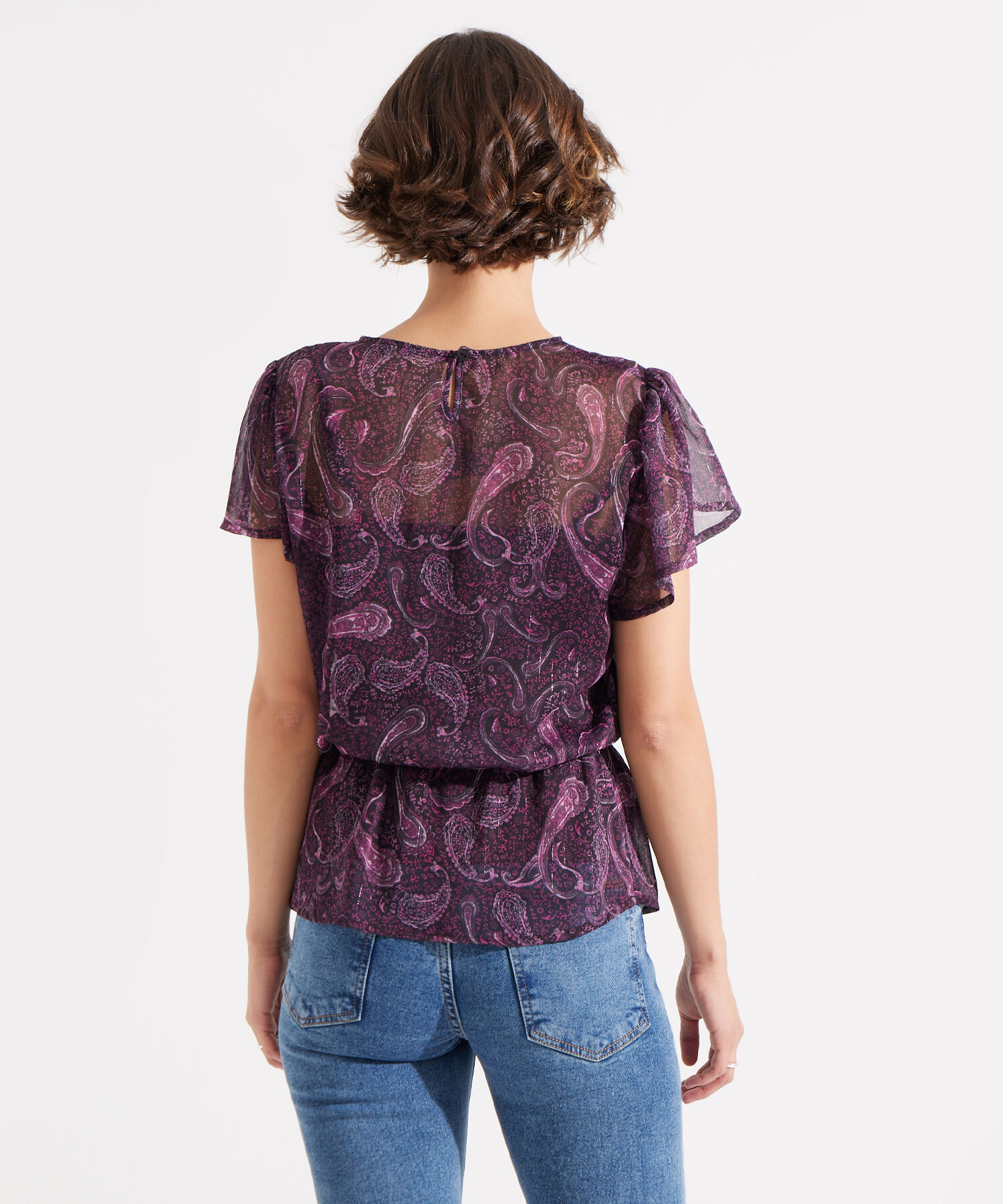 Blusa Manga Corta Estampada Con Top Interno