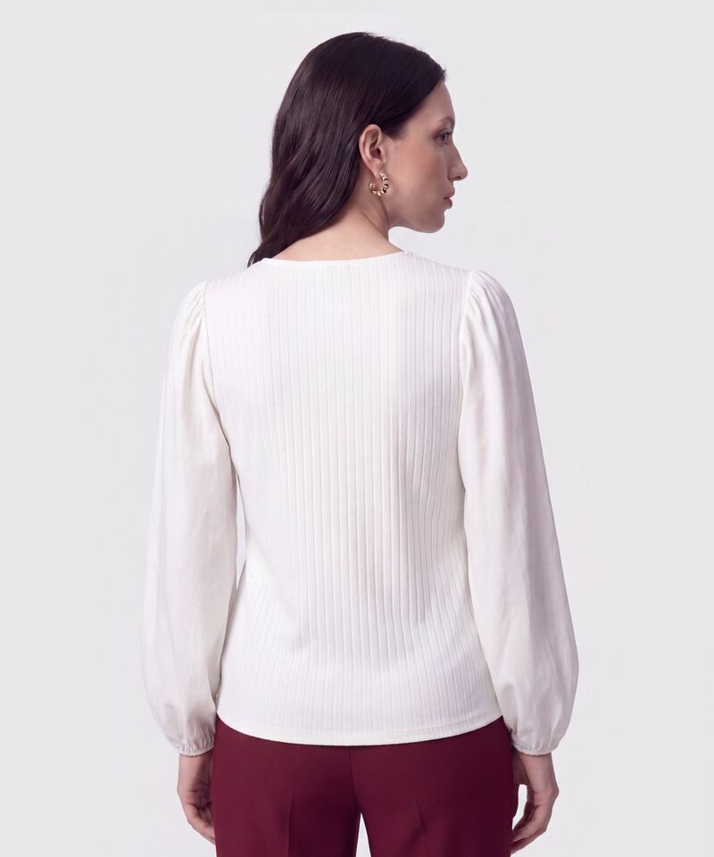 Camiseta Cuello En V Acanalada Para Mujer