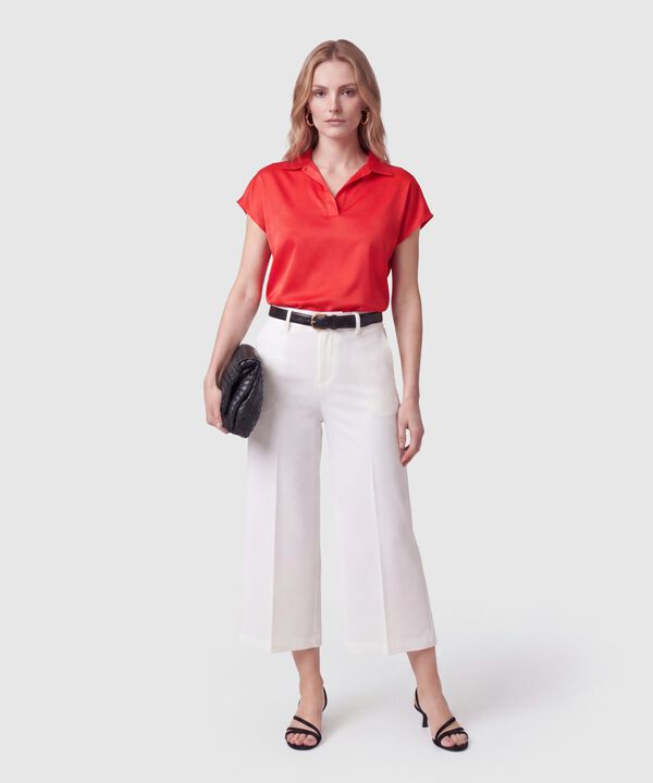 Blusa Unicolor Manga Corta Para Mujer