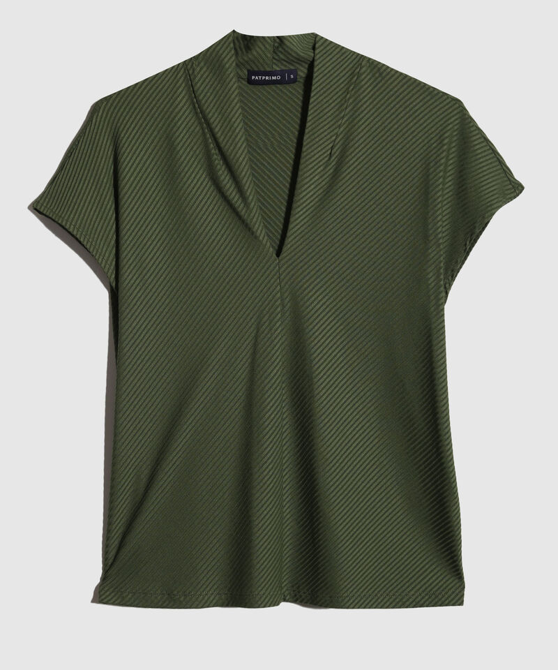 Camiseta Manga Corta Escote En V Unicolor