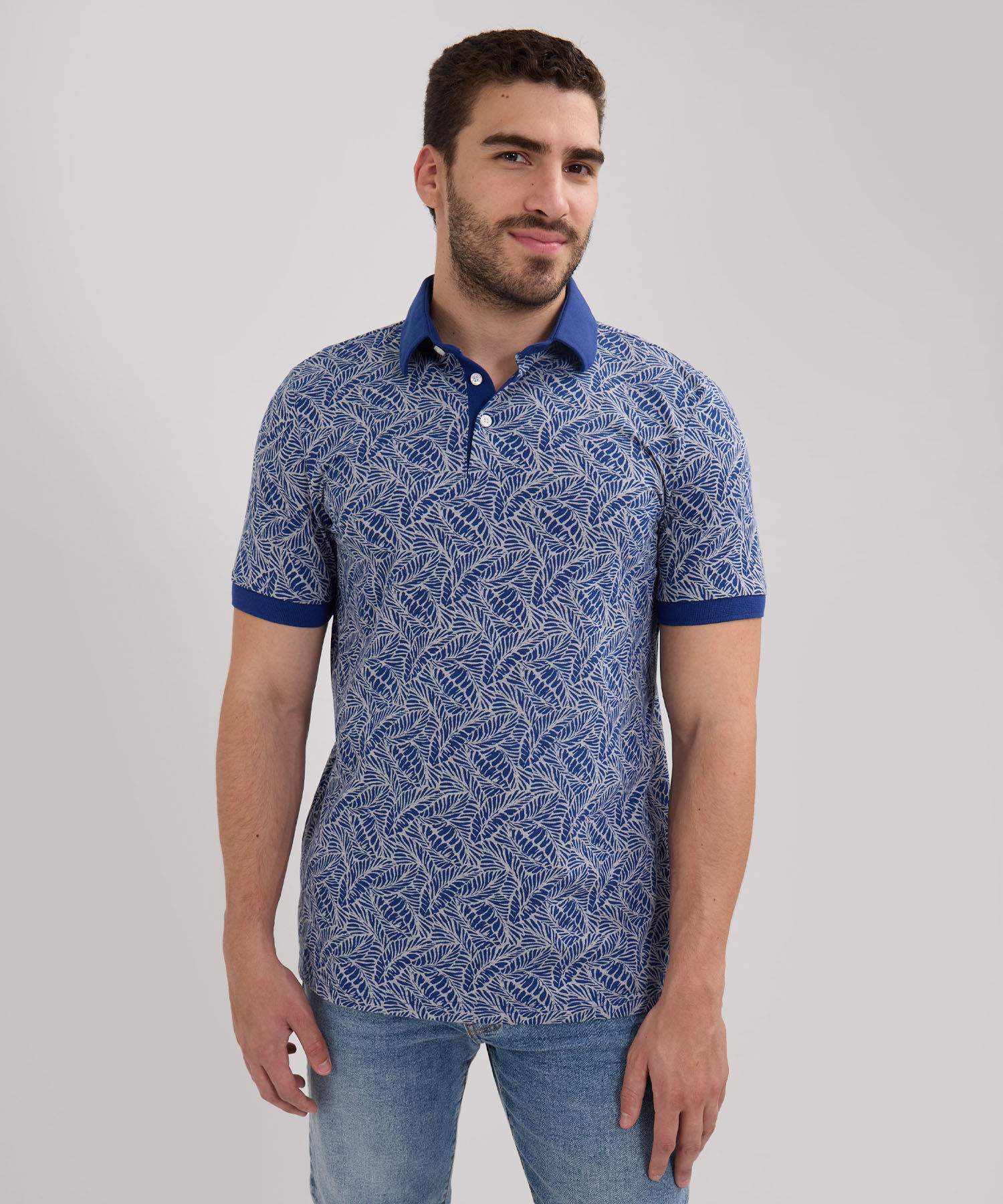 Polo Estampada, Cuello Máquina Con Puños Tejidos