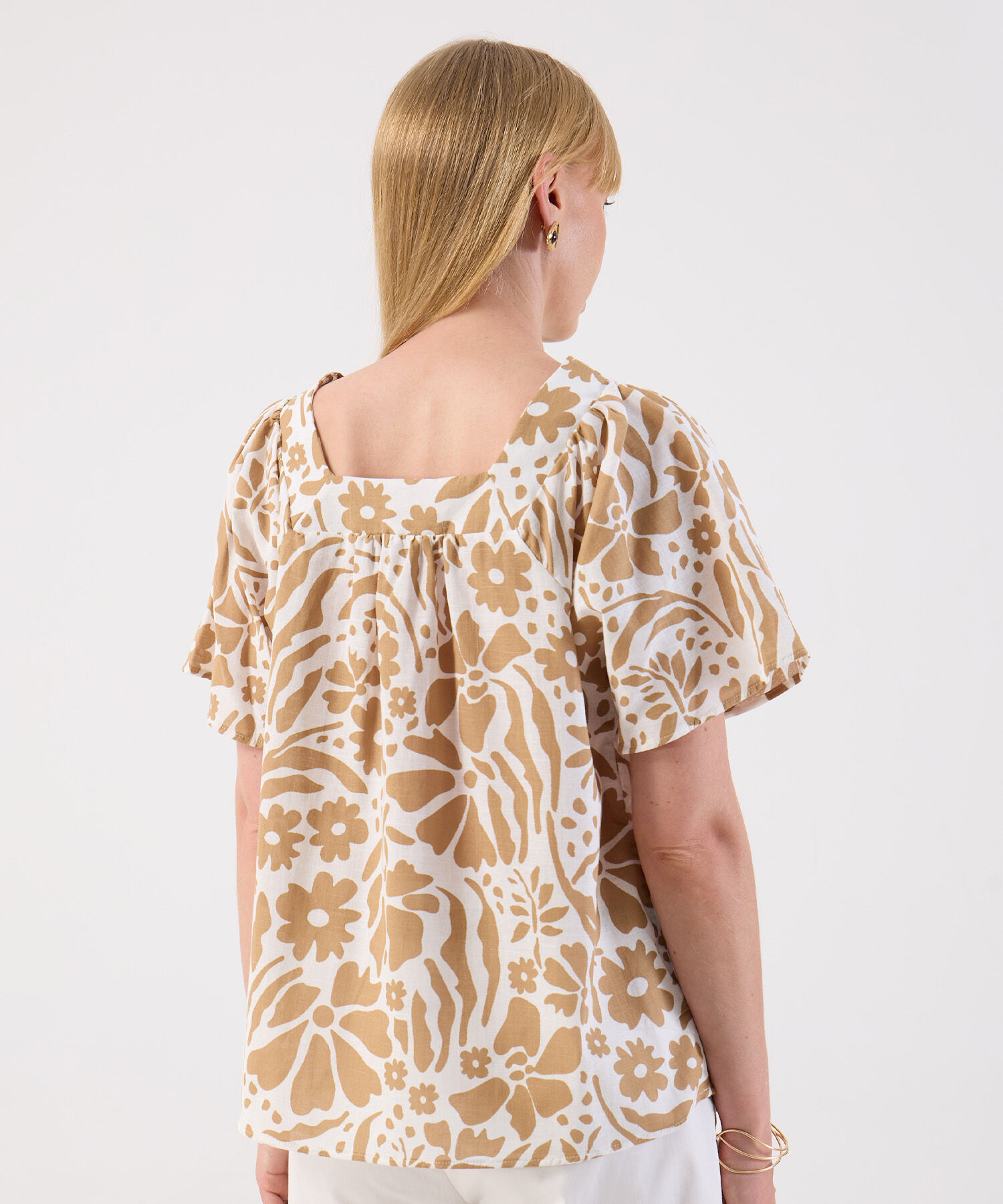Blusa De Mujer Escote Cuadrado Estampado Floral