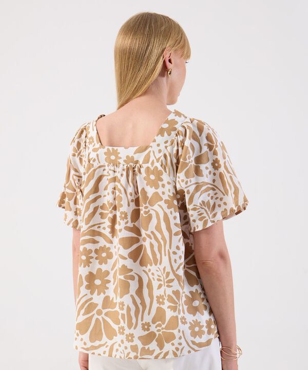 Blusa De Mujer Escote Cuadrado Estampado Floral
