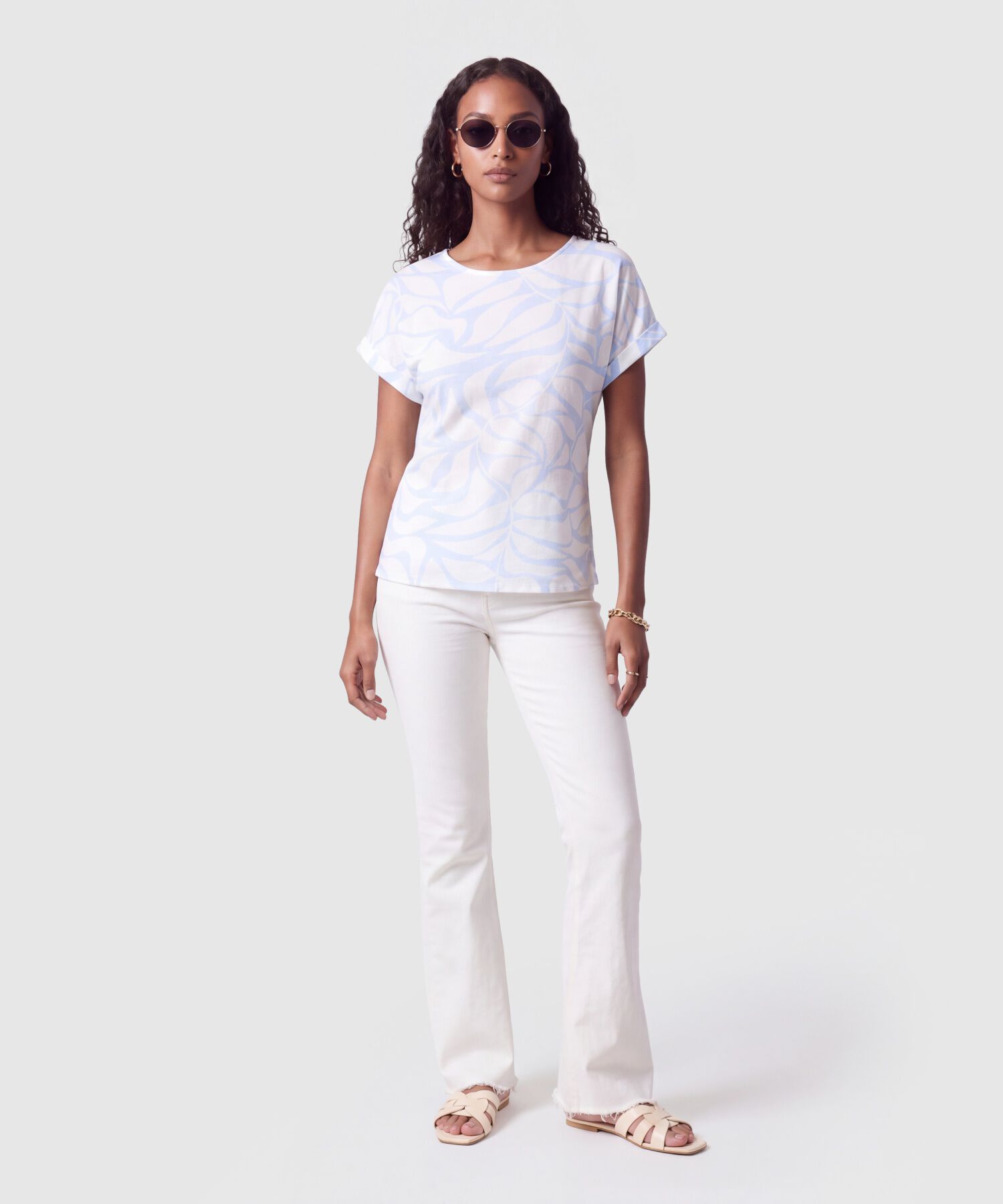 Blusa Manga Corta Dobladillo Para Mujer
