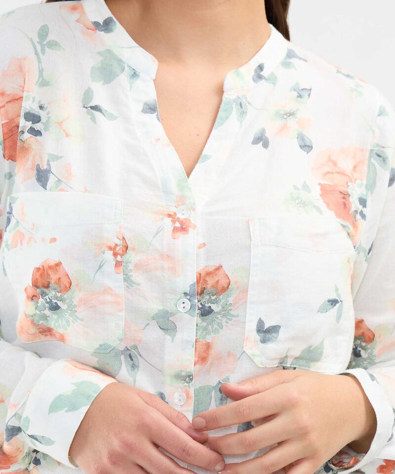 Blusa Estampada en Efecto Lino