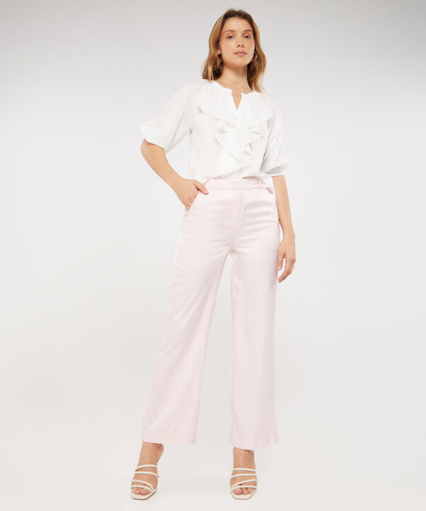 Pantalon Amplio Unicolor En Satin image number null