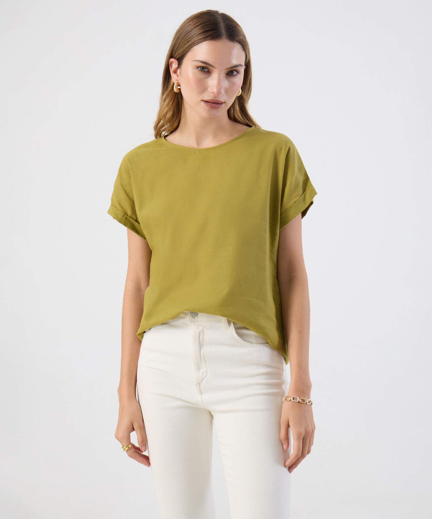 Blusa Casual De Manga Corta Para Mujer