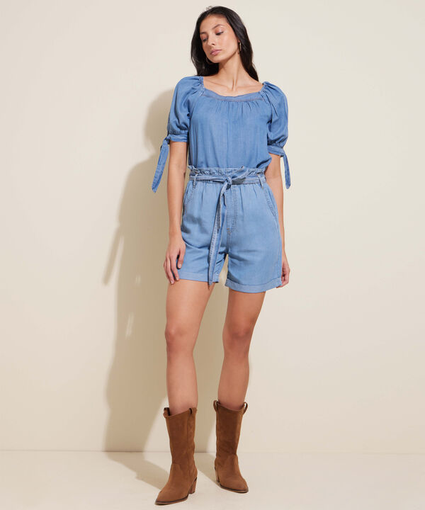 Blusa Mangas Con Fajon Para Nudo