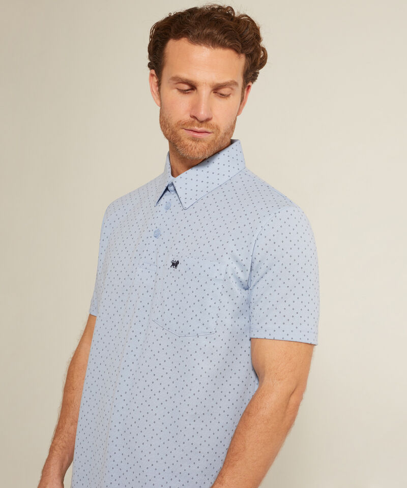 Polo Estampada Cuello Duro , Con Bolsillo