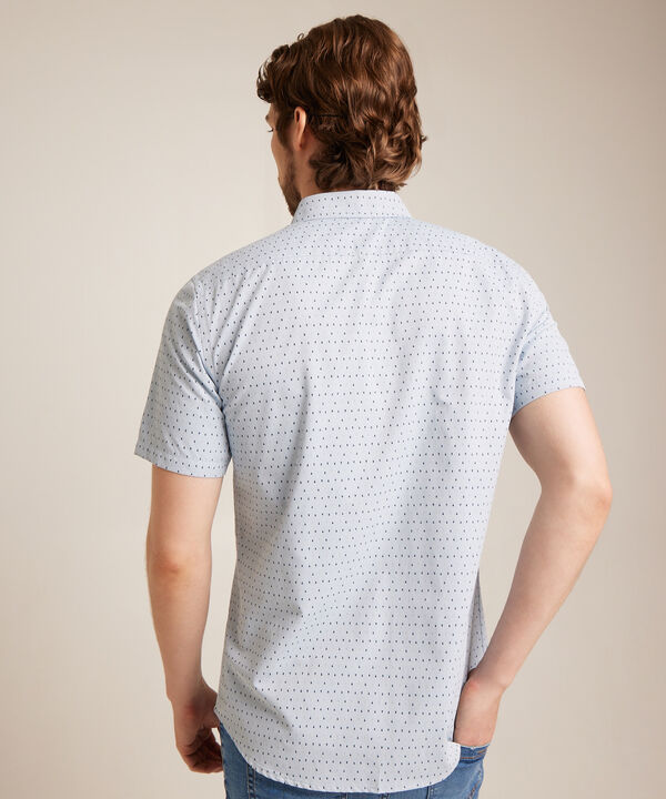 Camisa Estampada Texturizada, Manga Corta Con Bolsillo Y Silueta Slim Fit, Sunset Dust Línea Moda