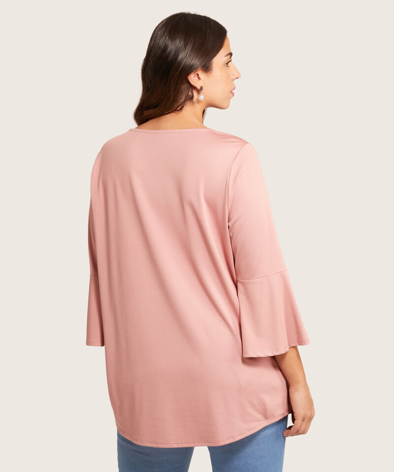 Camiseta Manga 3/4 Con Vuelo Para Mujer Curvy