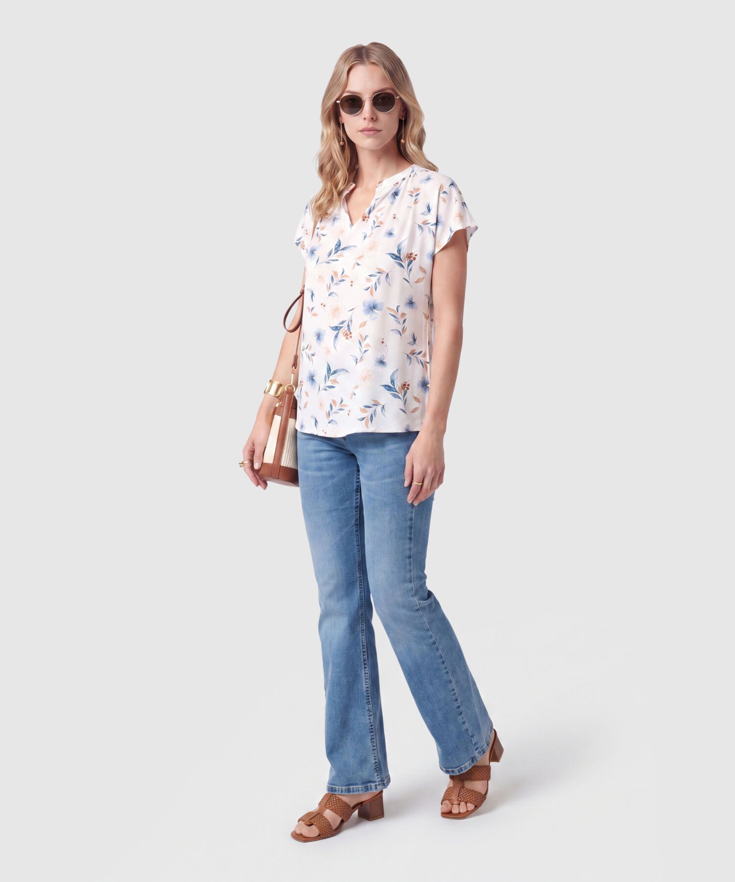 Blusa Fluida Manga Corta Mujer