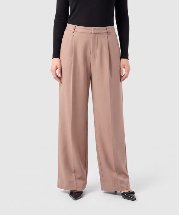 Pantal&oacute;n Amplio De Pinzas Para Mujer