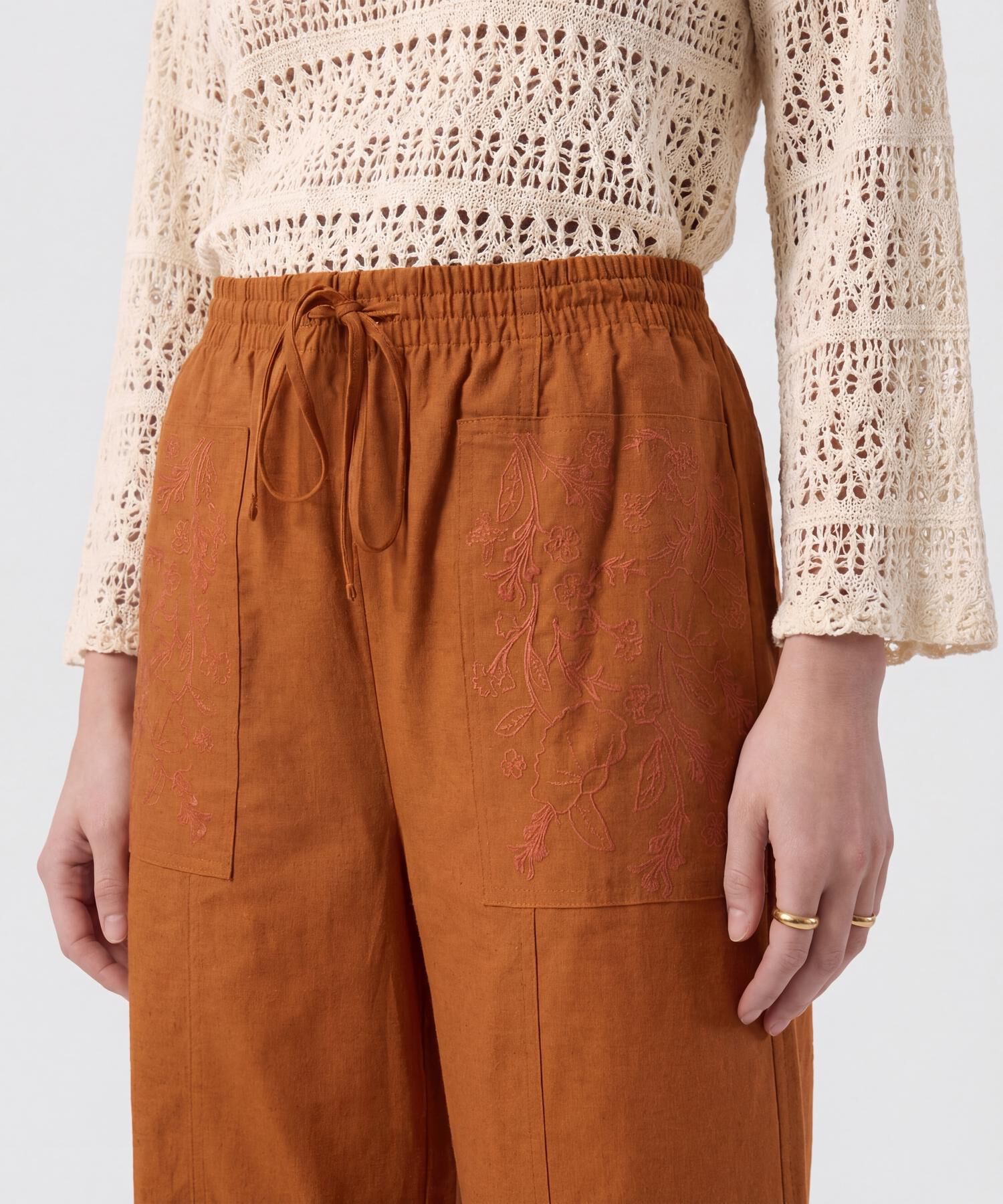 Pantal&oacute;n Wide Leg Con Bolsillos Para Mujer