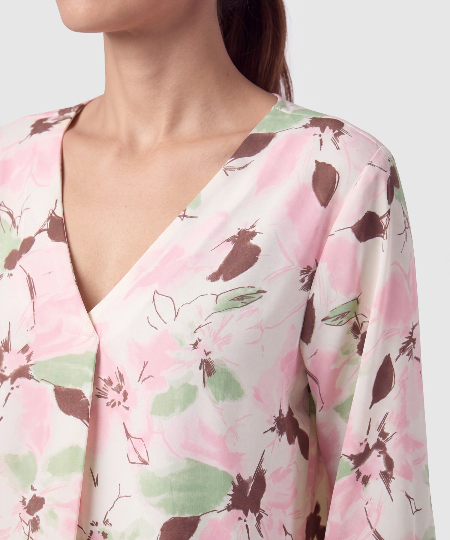 Blusa Escote V Manga 3/4 Para Mujer