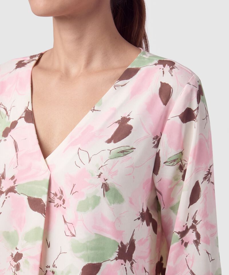 Blusa Escote V Manga 3/4 Para Mujer
