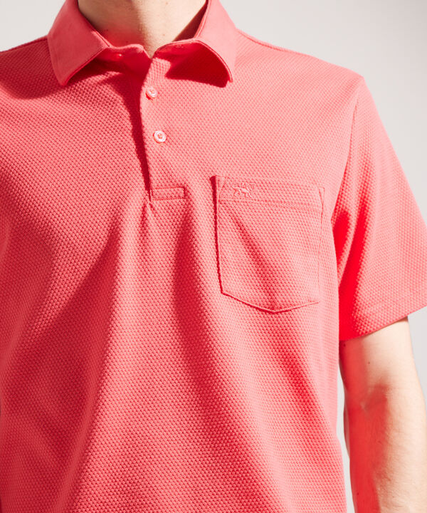 Polo Unicolor Textura  Cuello Duro Con Bolsillo Y Silueta Regular Fit, Campiello Linea Moda image number null