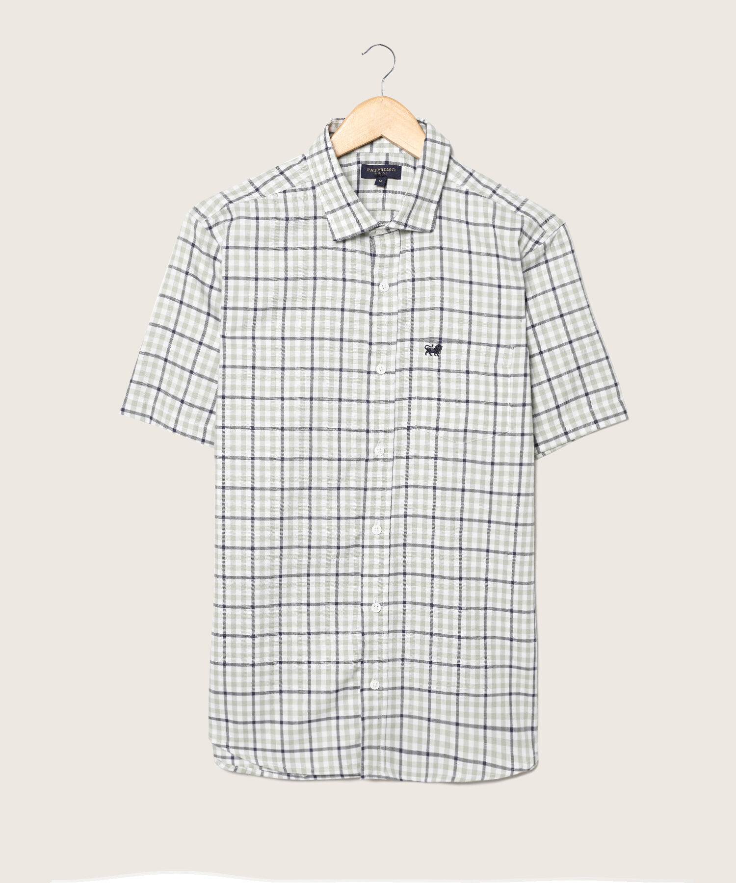 Camisa Preteñida Manga Corta Con Bolsillo Y Silueta Slim Fit