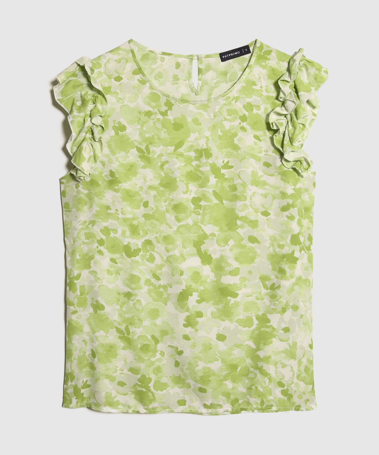 Blusa Estampada Con Boleros En Mangas