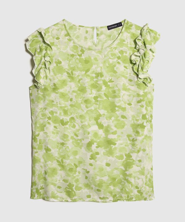 Blusa Estampada Con Boleros En Mangas