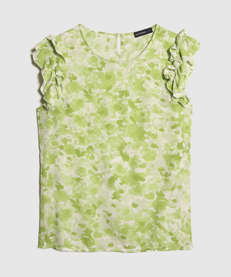 Blusa Estampada Con Boleros En Mangas