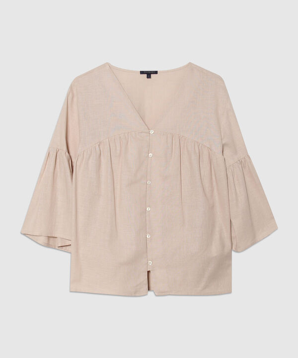 Blusa Manga Corta Con Arandela En Manga
