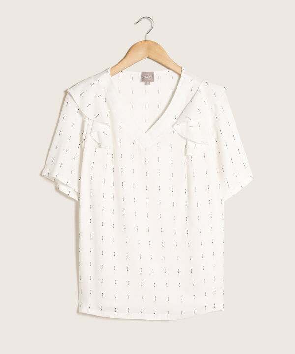 Blusa Manga Corta Con Tira Tejida En cuello