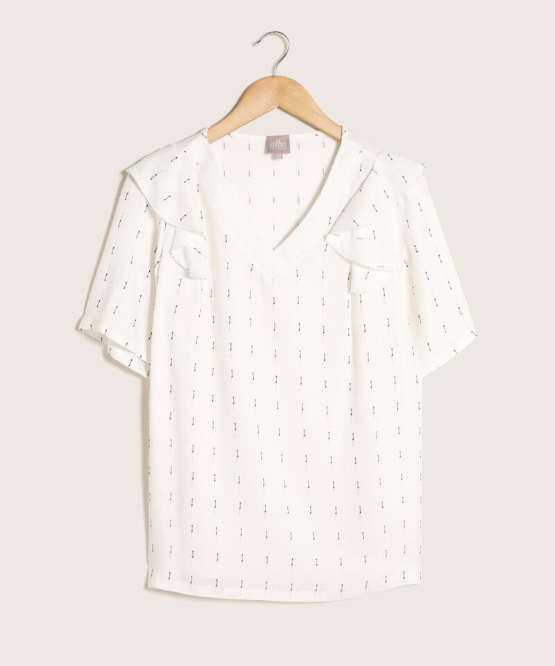 Blusa Manga Corta Con Tira Tejida En cuello