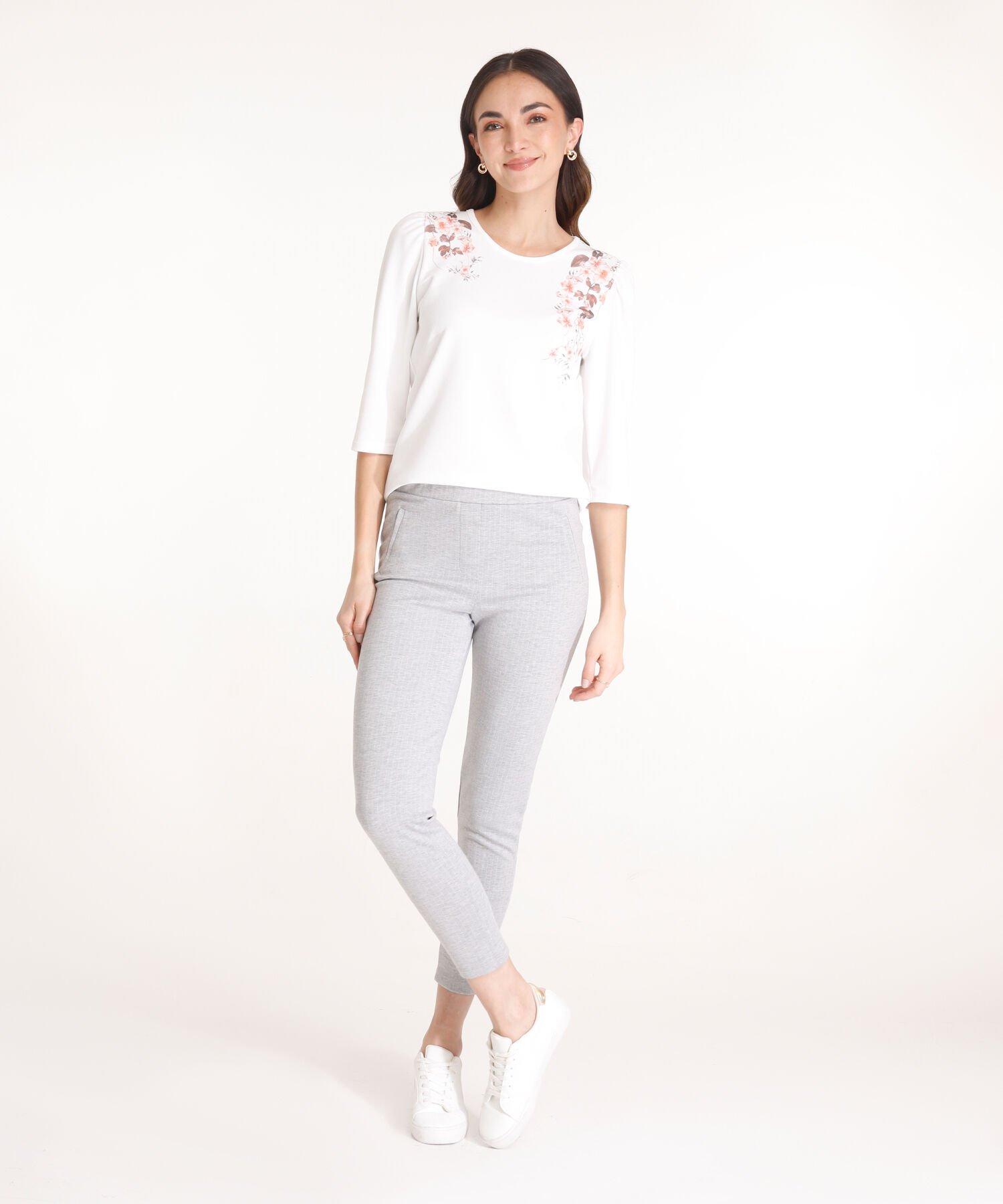 Leggings Preteñido Con Bolsillos Ribete En Frente, Simulacion Jota, Lineas Negro