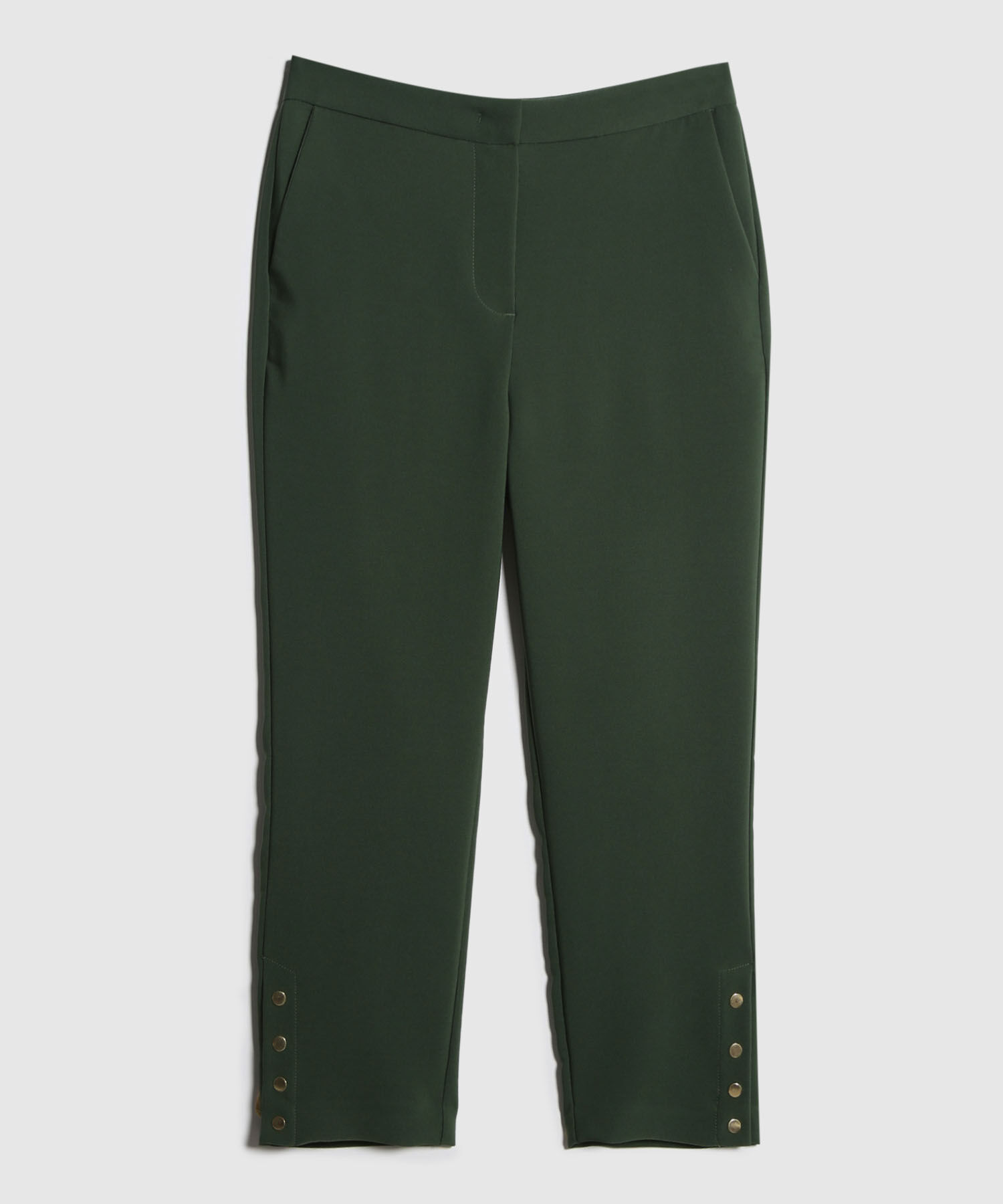 Pantalon Clasico Unicolor Con Botones En Bota