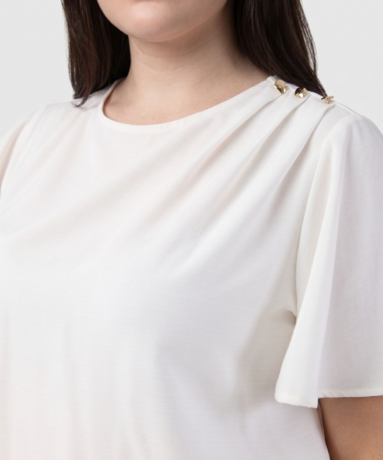 Blusa Con Botones En Hombro Para Mujer Curvy