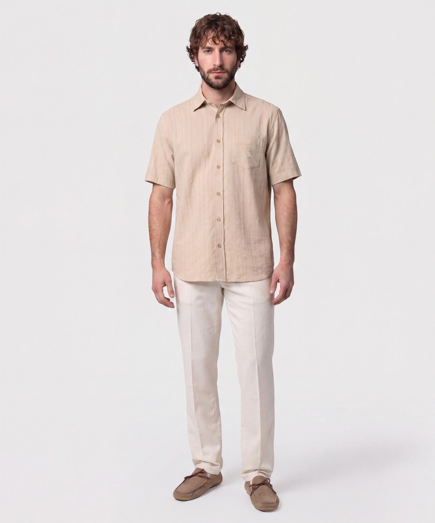 Camisa Manga Corta Texturizada Para Hombre