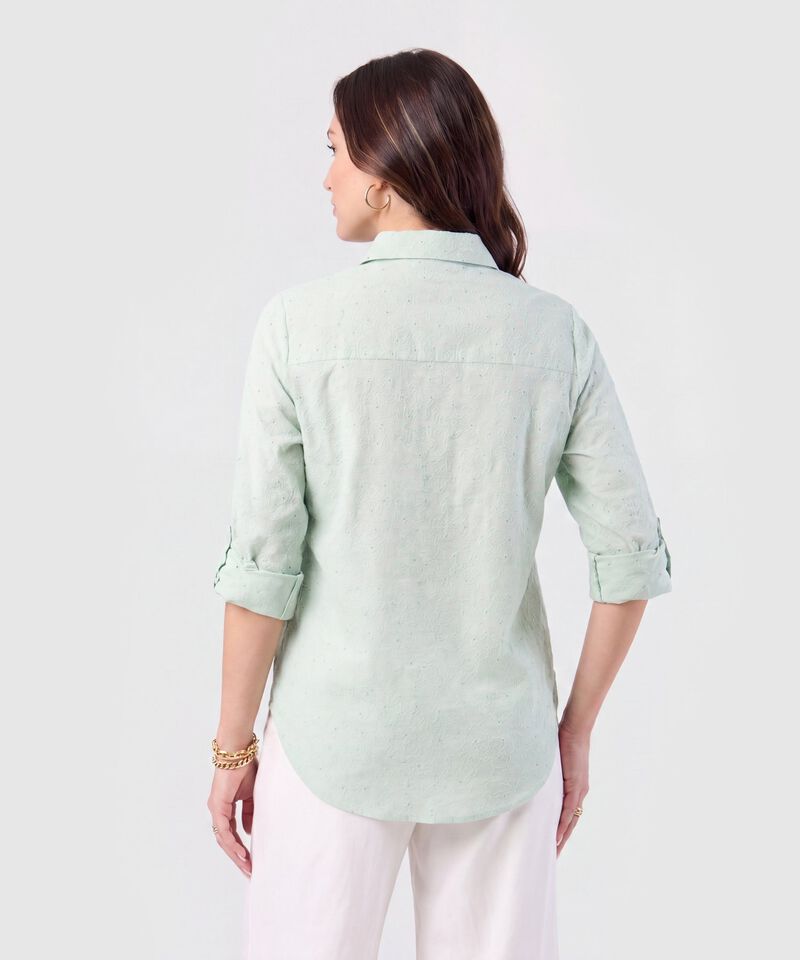 Camisa Texturizada con Manga Larga para Mujer
