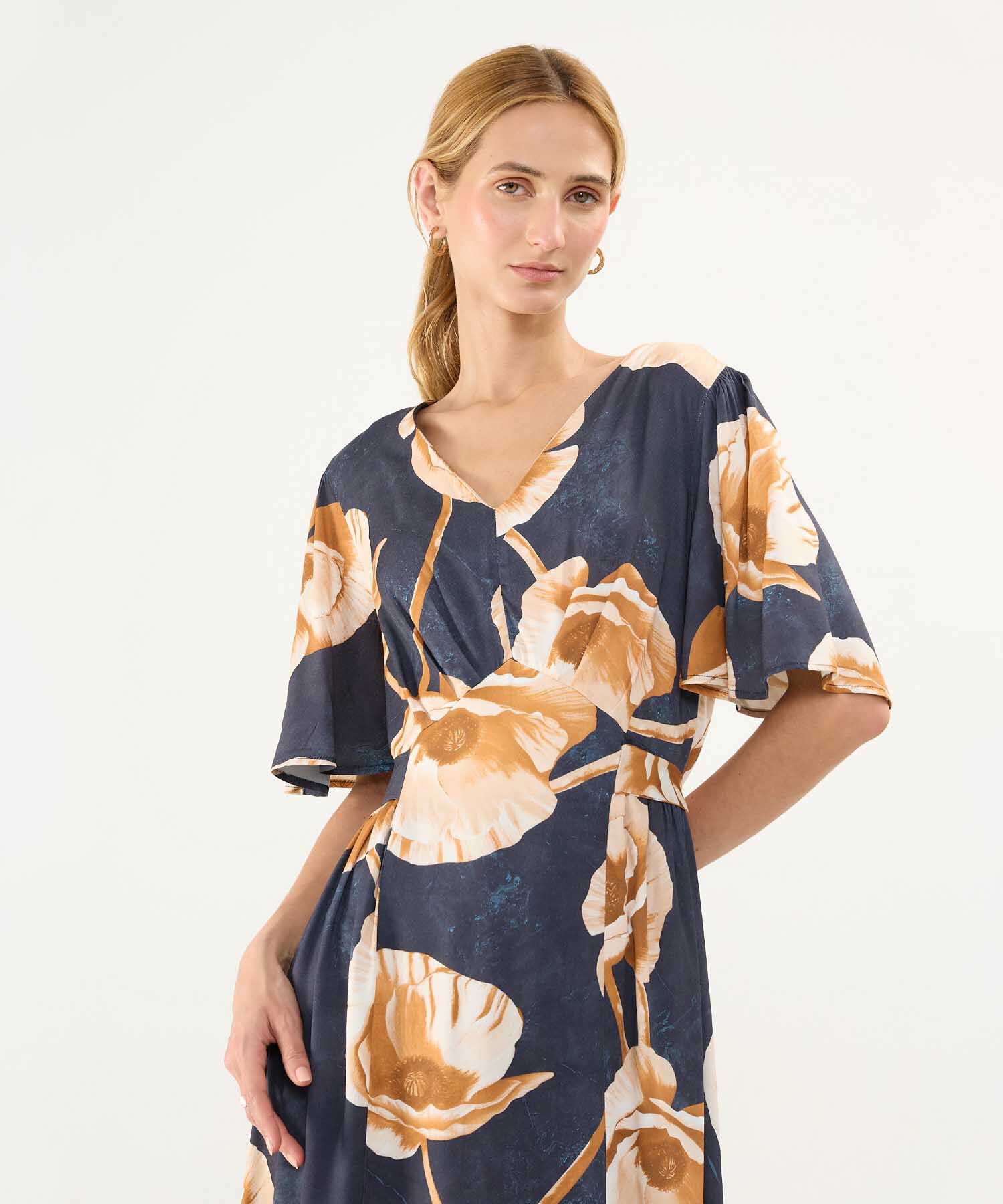 Vestido Estampado Escote en V